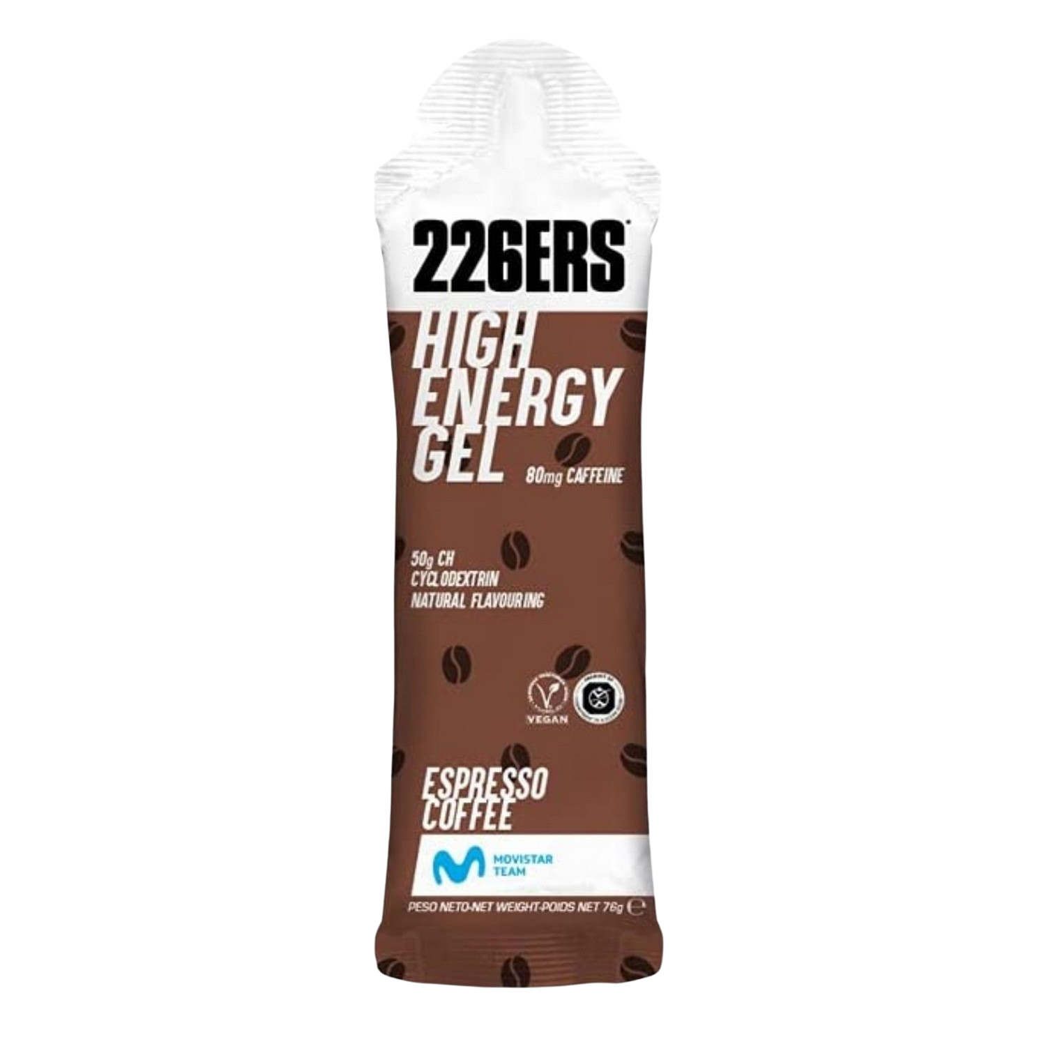 226ers High Energy gels 76 expresso apto para veganos con ciclodextrina como hidrato de carbono y 80 mg ciclismo running doping 1