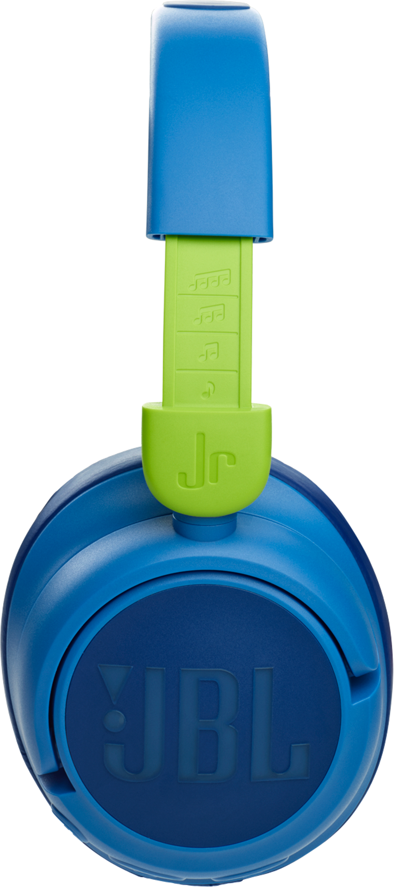 Blaue und grüne JBL-Kopfhörer. Das Kopfband ist grün, die Ohrmuscheln blau.