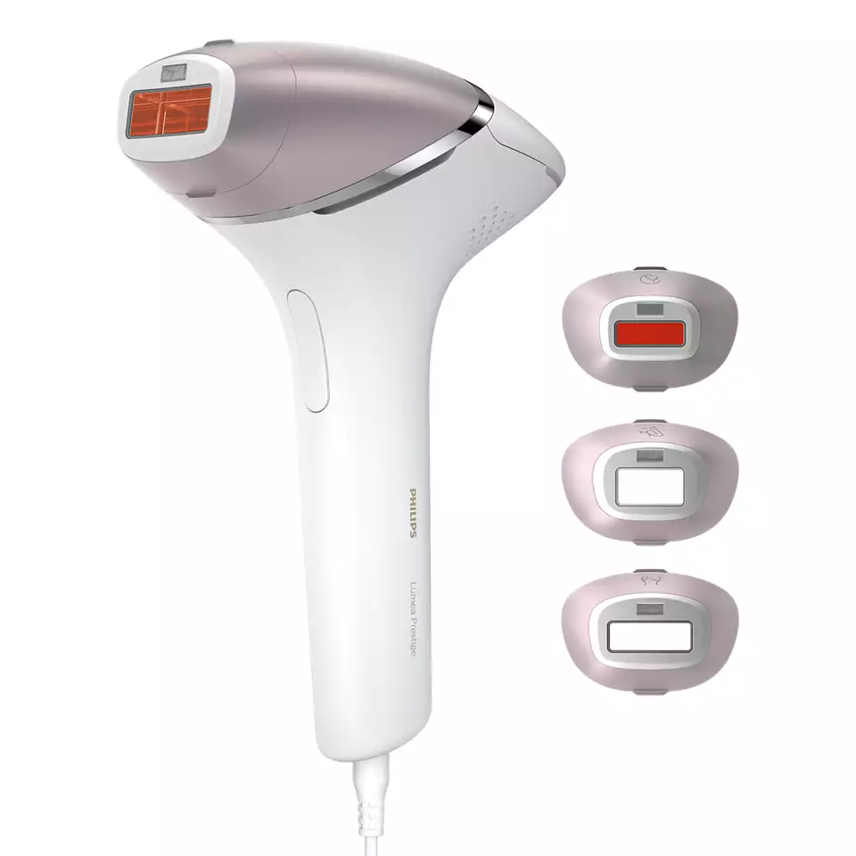 PHILIPS BRI947/00 IPL-Haarentfernungsgerät Lumea Prestige inkl. 4 Aufsätze IPL-Haarentfernungsgerät (Weiß, mit , Netzbetrieb)