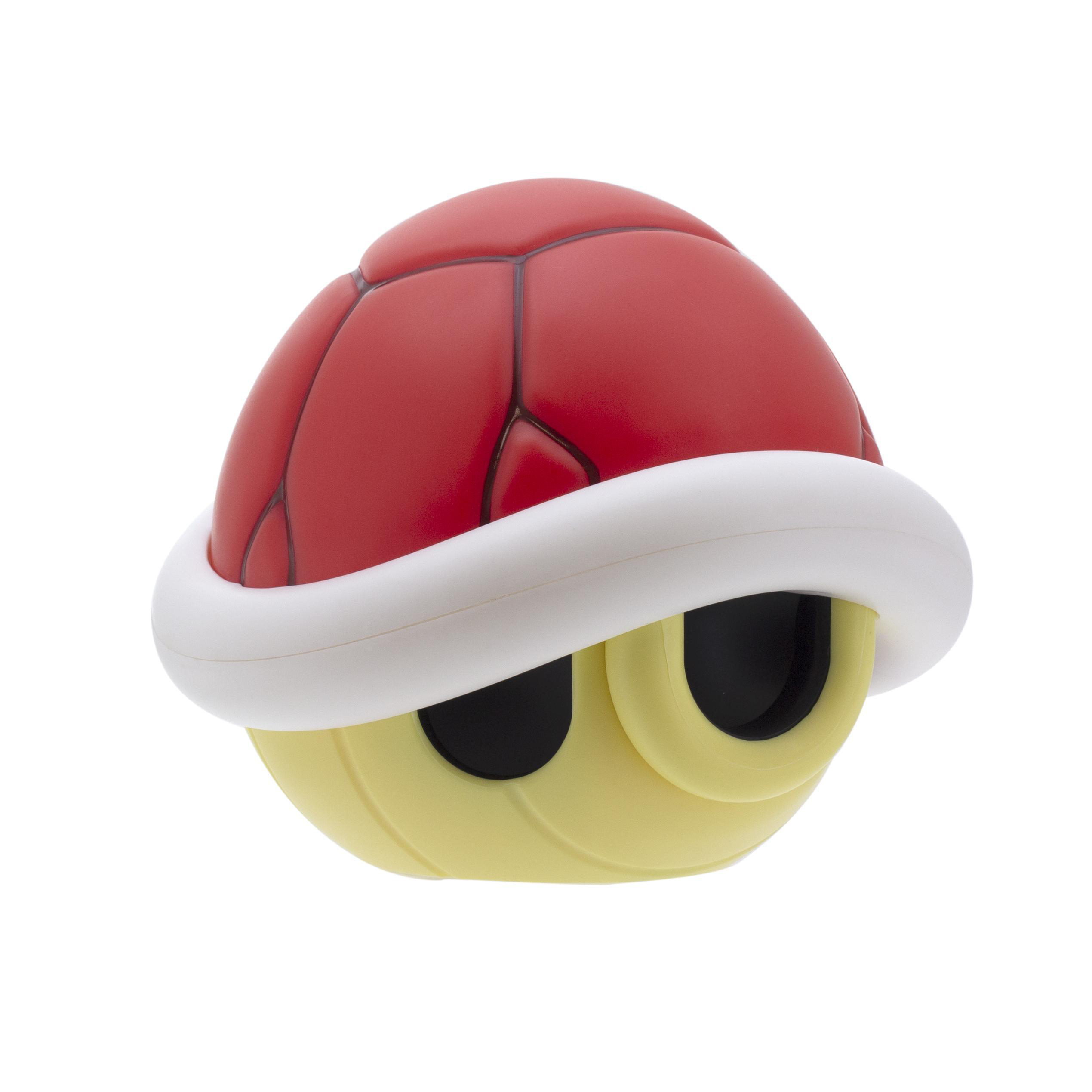 Roter Koopa-Panzer mit weißem Rand und gelbem Schildkrötengesicht. Ein Mario-Spielobjekt.