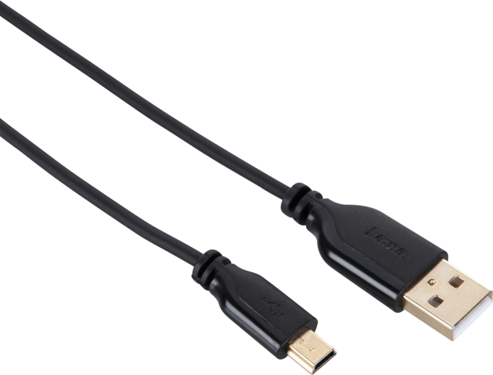 Zwart USB naar Micro USB-kabel. Het heeft een USB-connector en een Micro USB-connector.