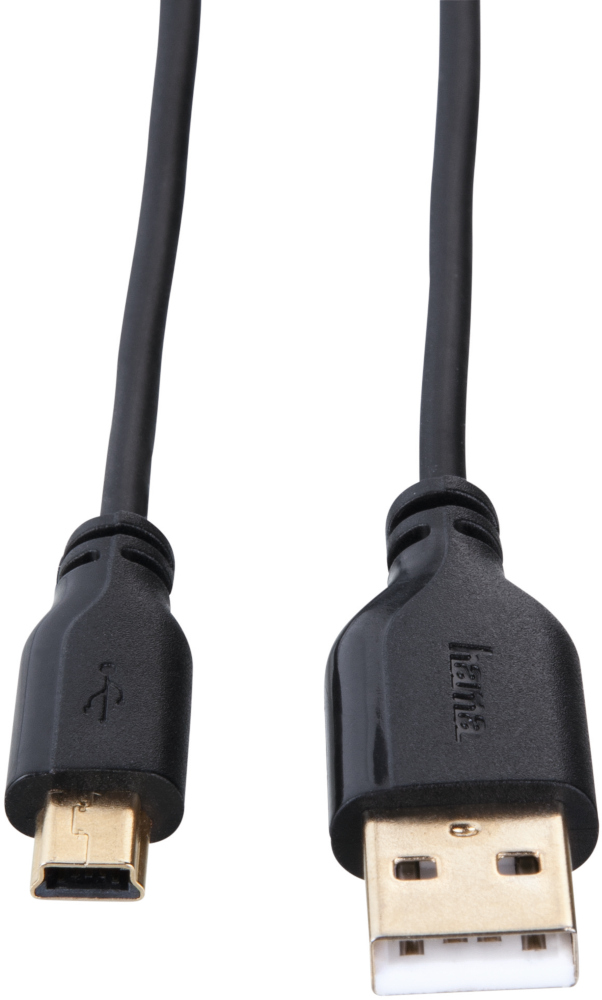 Zwarte USB-kabel met een USB-A- en USB-C-connector.
