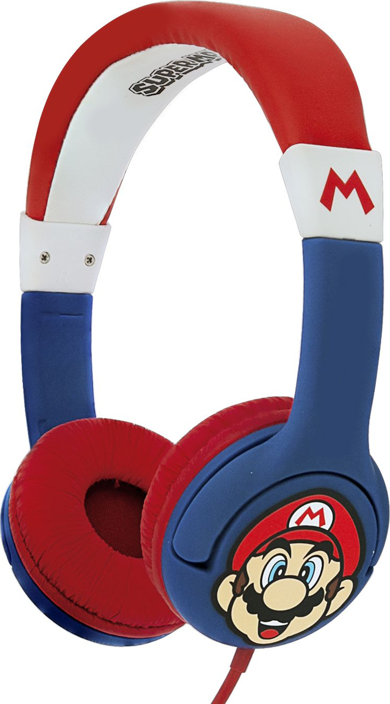 Cuffie di Mario rosse, bianche e blu con la faccia di Mario sul lato.