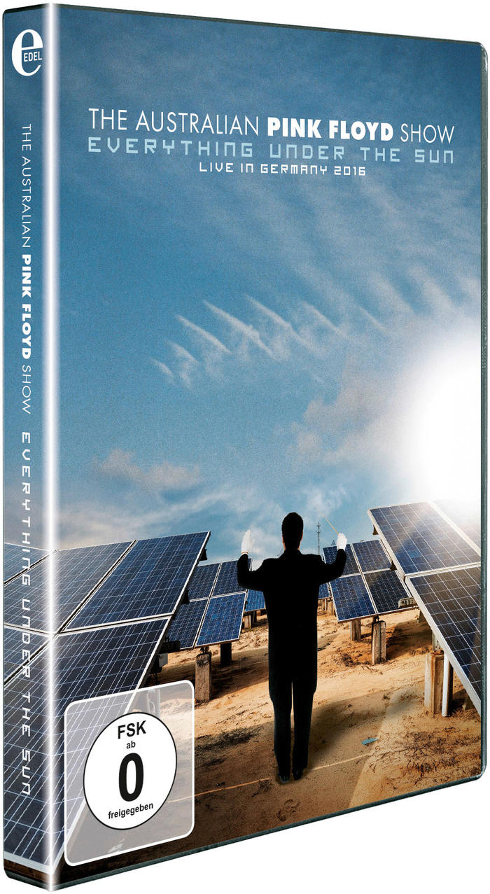 DVD-Hülle von The Australian Pink Floyd Show. Das Cover zeigt einen Mann, der vor Sonnenkollektoren dirigiert.