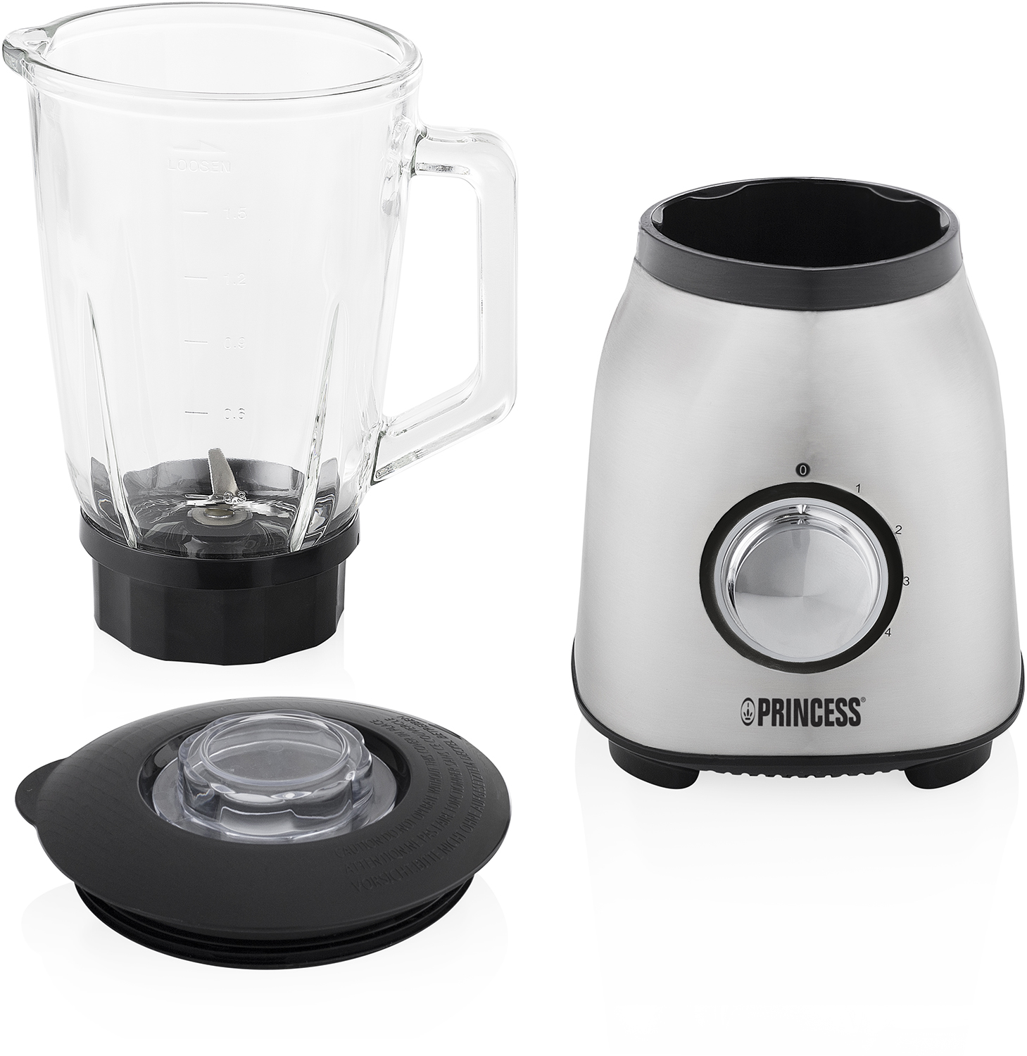 Princess 212092 Black Steel Blender 1000 – four speed settings – 1.5L Glass jug - 1000W - 6 stainless steel blades