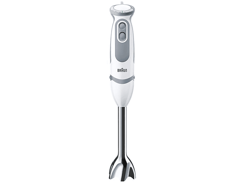 Braun Stabmixer MQ 5260WHBL Stabmixer – MultiQuick 5 Vario Pürierstab mit Edelstahl Mixfuß und Spiralschneider, 1000 Watt, inkl. umfangreiches Zubehör-Set, weiß/blau