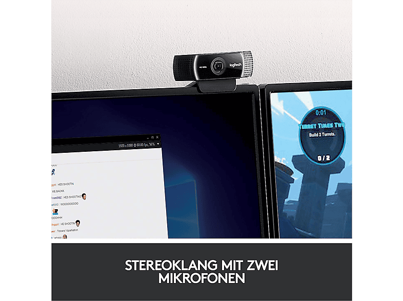 LOGITECH C922 Pro Full-HD-Webcam mit 1080p, USB, Schwarz — Foto 4 von 5