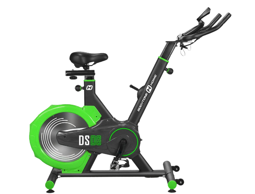 Bicicleta Ciclo Indoor 14kg ds06 bodytone rueda inercia trasera display +14kg lcd volante de negroverde