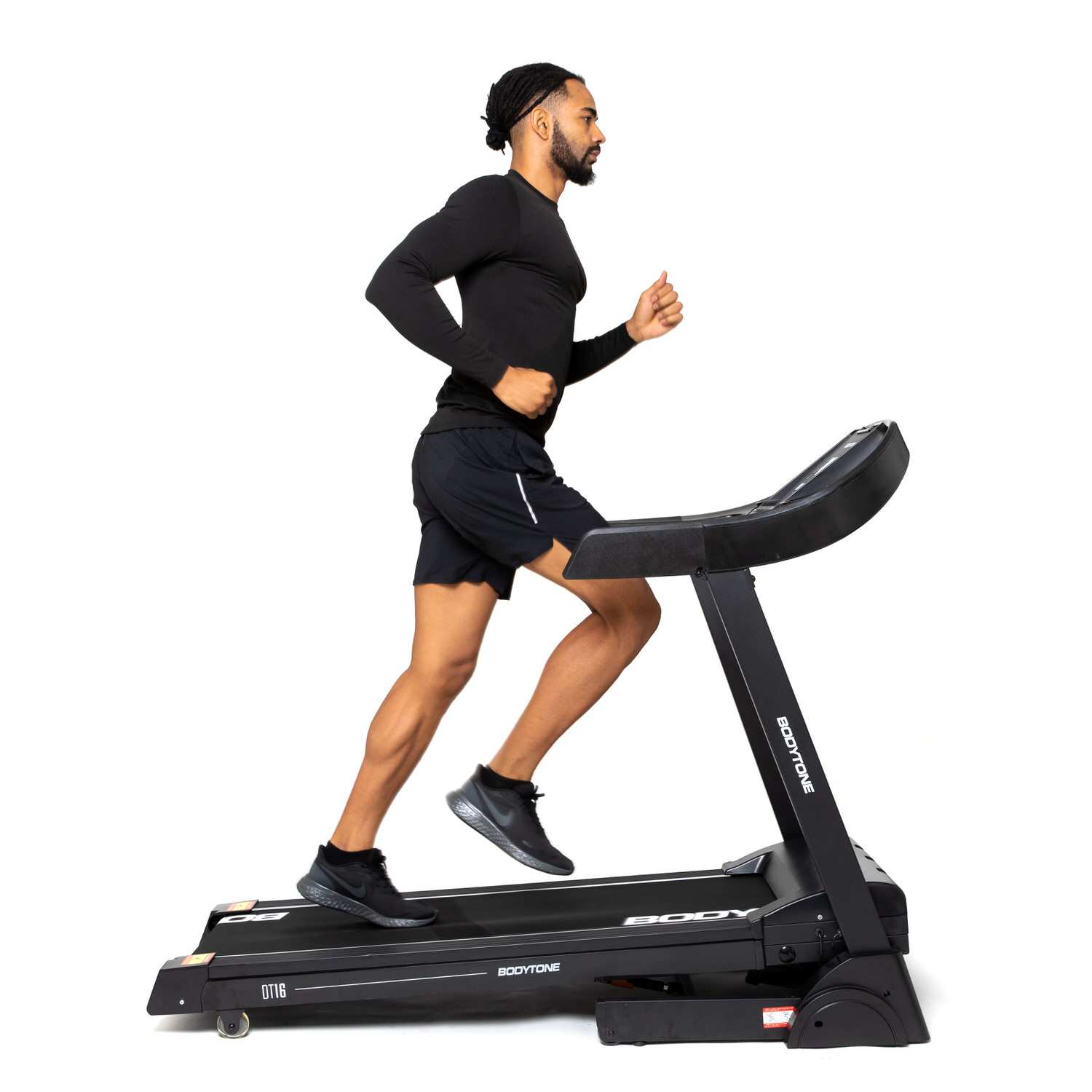 Cinta de correr - BodyTone DT16, 1865 W, Velocidad 16 Km/h, Potencia 2.5 CV, Peso Máx. 120 kg, Inclinación 15 Niveles, Negro
