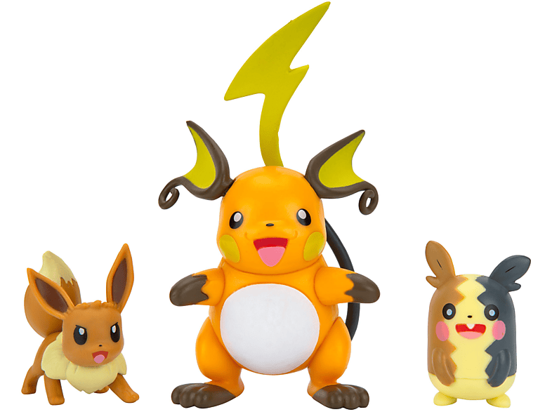 JAZWARES Pokémon - Battle Figuren 3er Pack - Evoli, Morpeko und Raichu Spielset