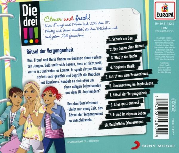 Rückseite einer DVD-Hülle mit Zeichentrickfiguren und Text über eine Mystery-Geschichte.