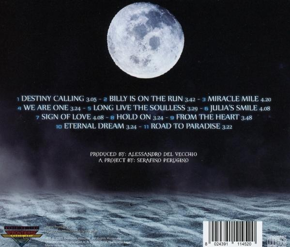 Albumcover eines Nachthimmels mit Vollmond und Musiktrackliste.