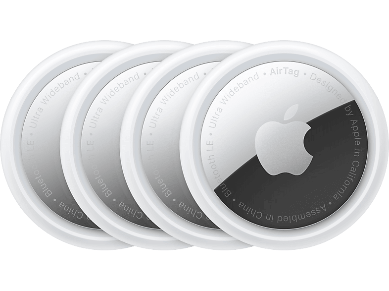 Apple AirTag, Localizador, Paquete de 4 unidades, Bluetooth, Chip U1, NFC, Privaciad serie, Plata