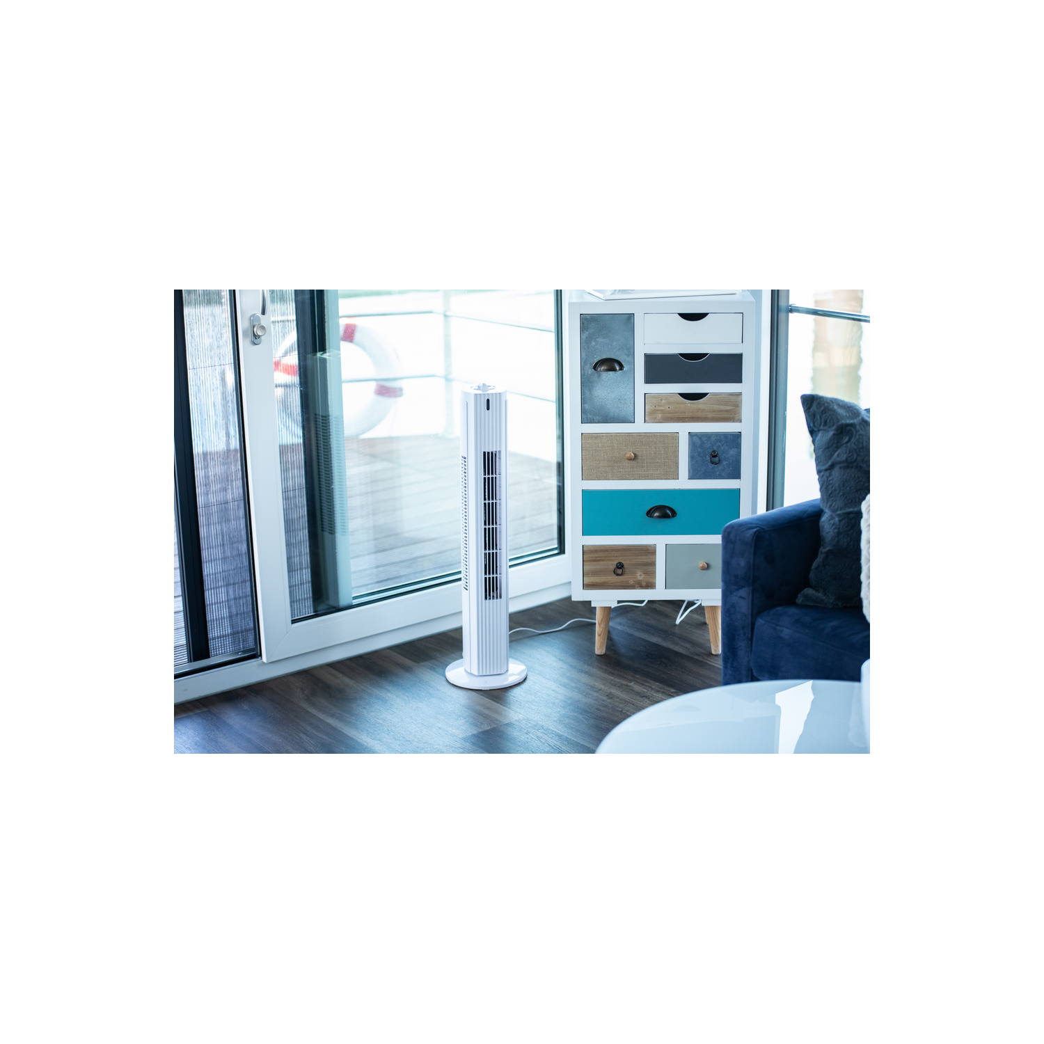 Ventilador de torre - OK OTF 5321 W, De torre, 3 niveles, 30W, Oscilante, Blanco
