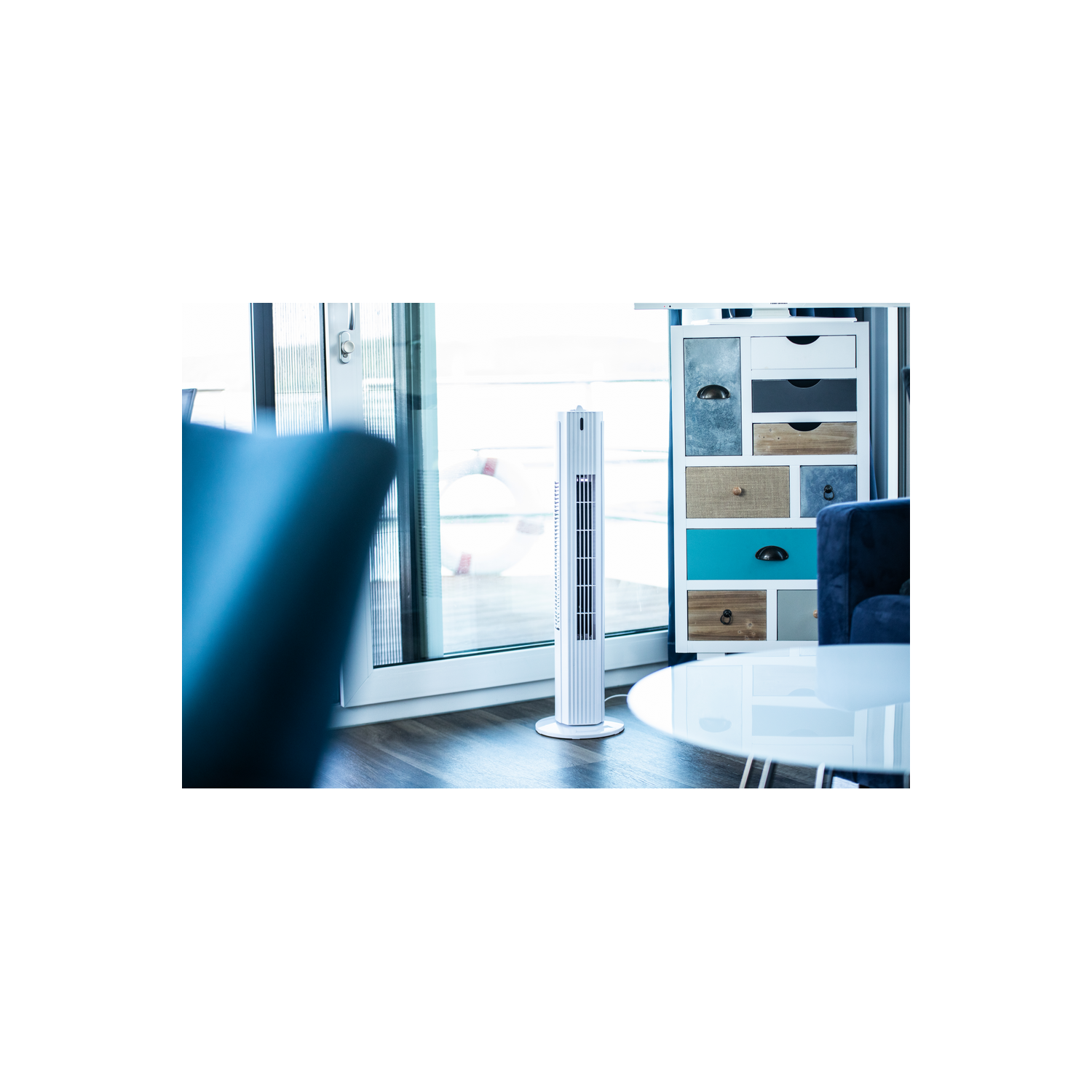 Ventilador de torre - OK OTF 5321 W, De torre, 3 niveles, 30W, Oscilante, Blanco