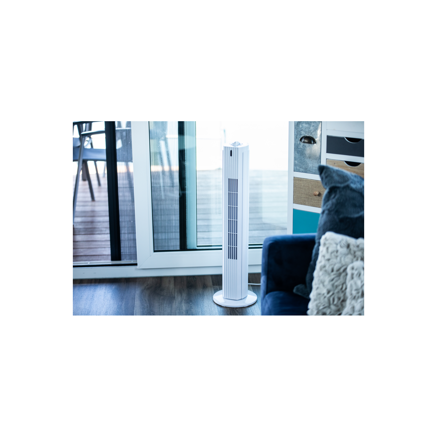 Ventilador de torre - OK OTF 5321 W, De torre, 3 niveles, 30W, Oscilante, Blanco