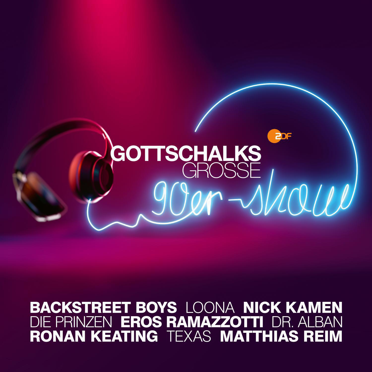 Neonlichter und Kopfhörer, musikalischer Text auf Deutsch.