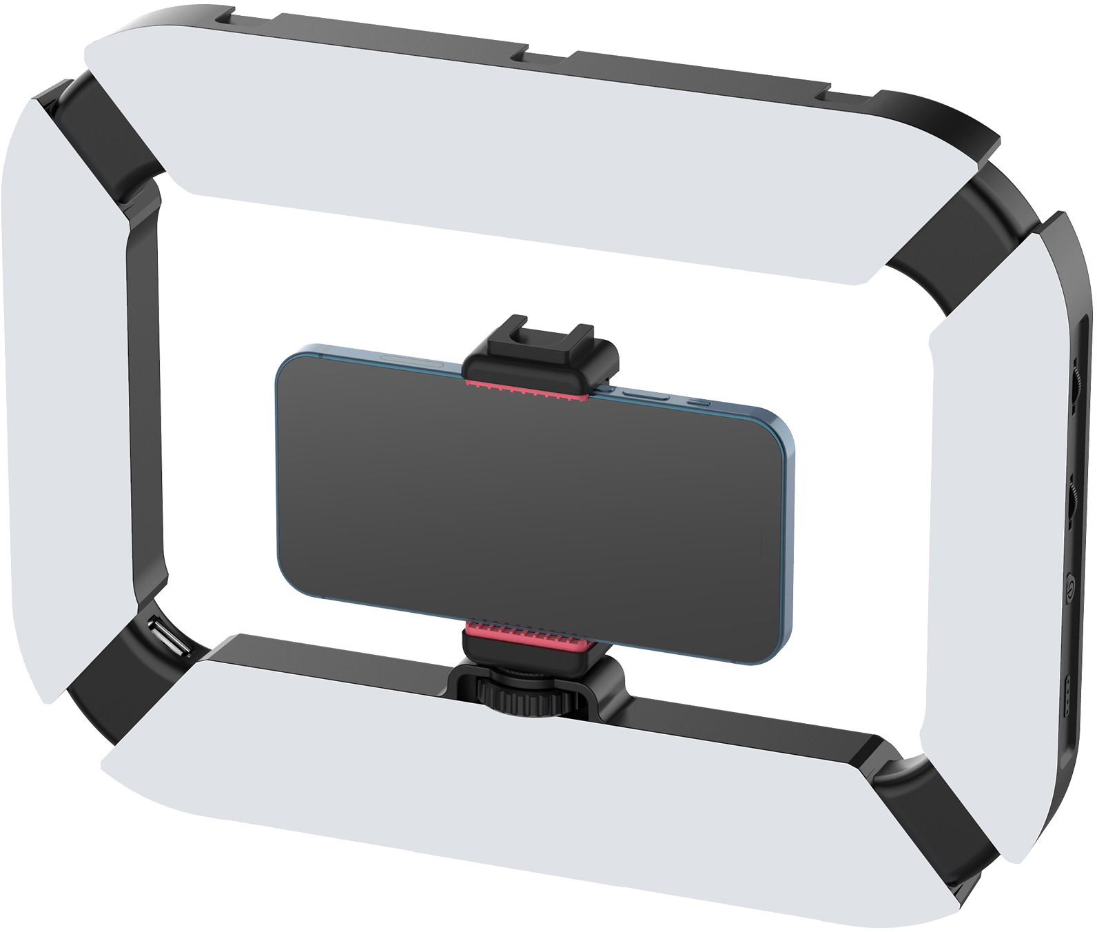 ULANZI U200 vlogger rig, beépített LED világítással, telefon tartóval, 3 vakupapucs csatlakozóval