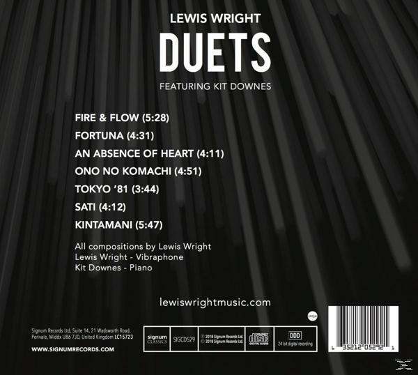 Albumcover mit Text, mit Lewis Wright und Kit Downes. Schwarz-weiße Linien.