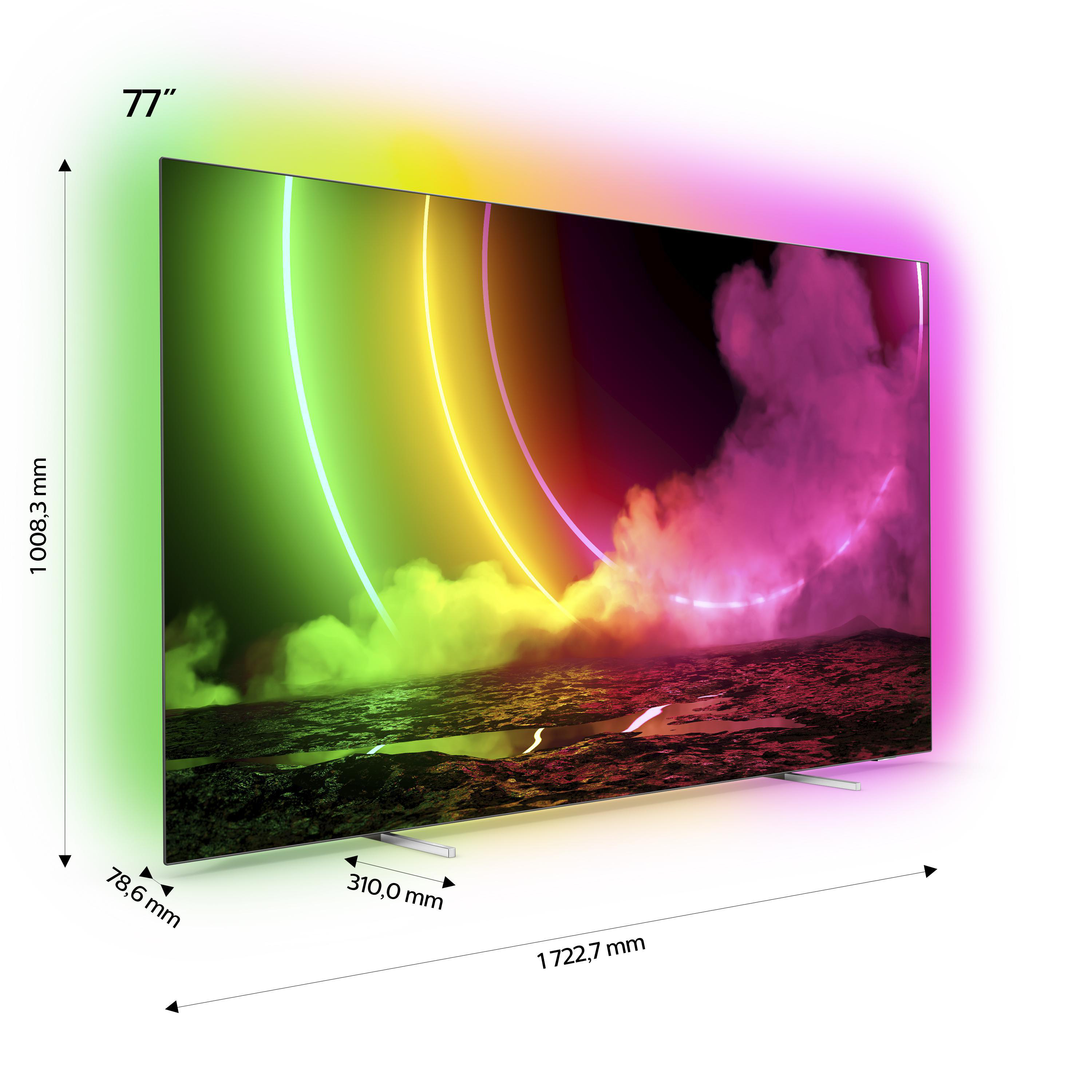 PHILIPS 77OLED806/12 OLED TV (Flat, 77 Zoll / 194 cm, UHD 4K, SMART TV, Ambilight, Android TV™ 10 (Q))