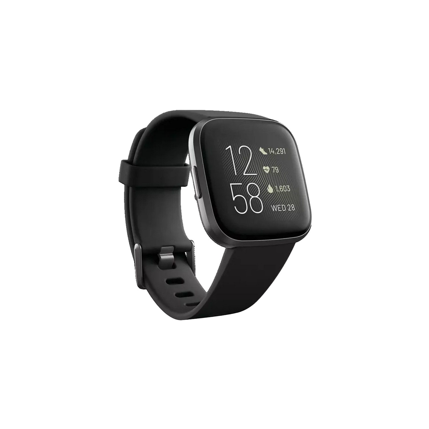 Smartwatch - Fitbit Versa 2, Negro carbón, GPS, Sumergible, 15 modos de ejercicio, Análisis del sueño