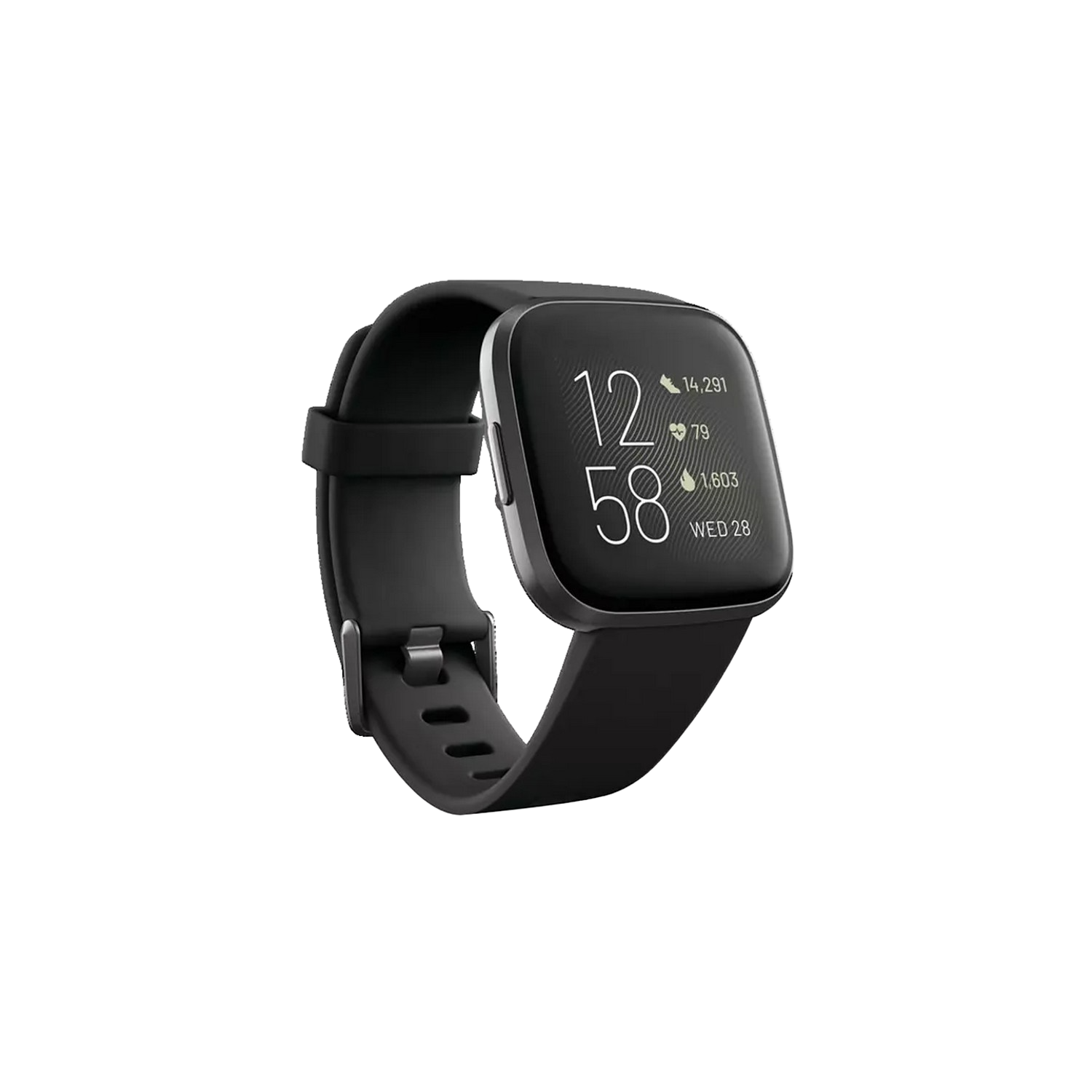 Smartwatch - Fitbit Versa 2, Negro carbón, GPS, Sumergible, 15 modos de ejercicio, Análisis del sueño