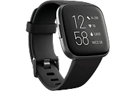 Reloj deportivo - Fitbit Versa 2, Negro carbón, GPS, Sumergible, 15 modos de ejercicio, Análisis del sueño