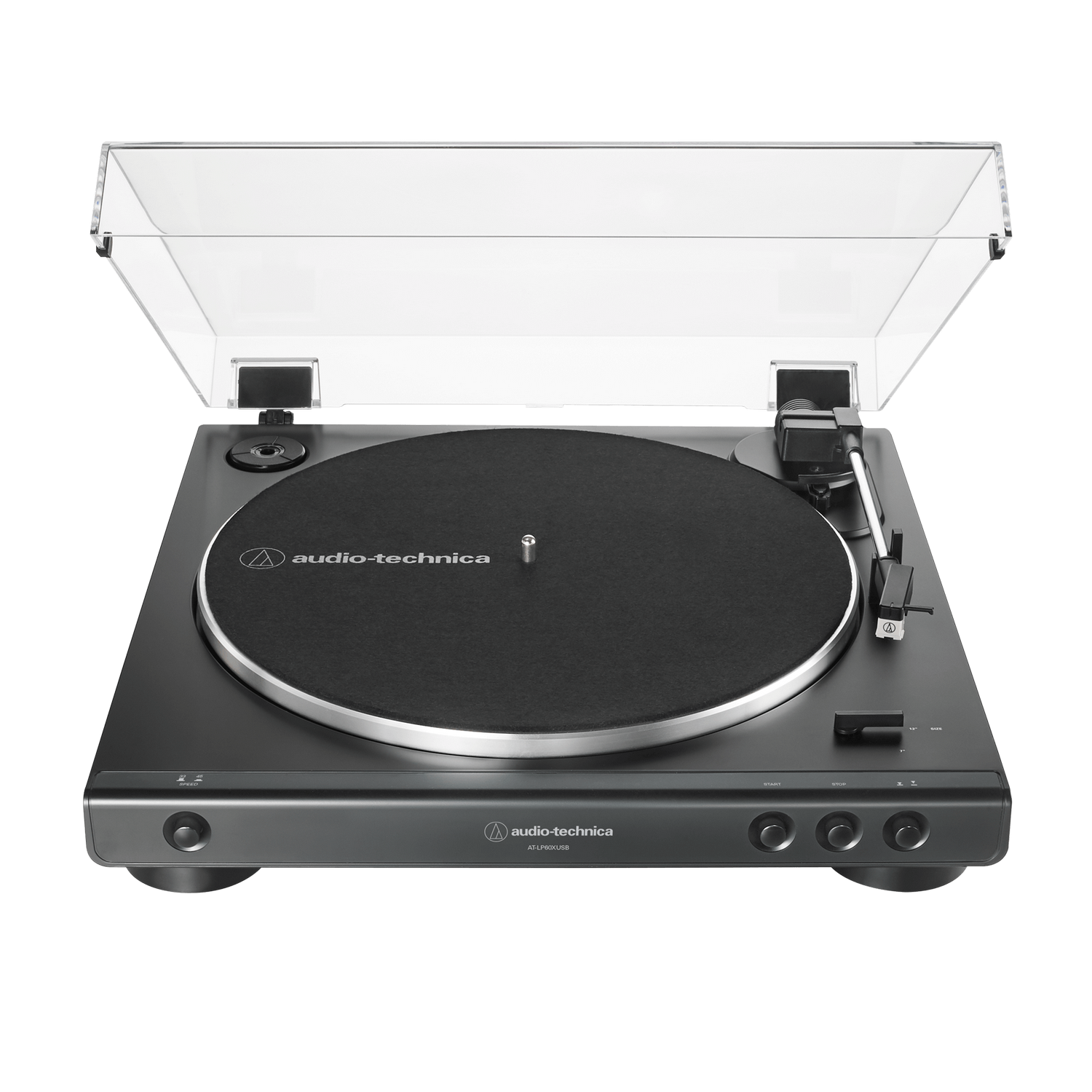 Tocadiscos - Audio Technica AT-LP60XBTBK, 2 velocidades, BT, Belt-drive, Servocontrolado de CC, 36 dB, Negro