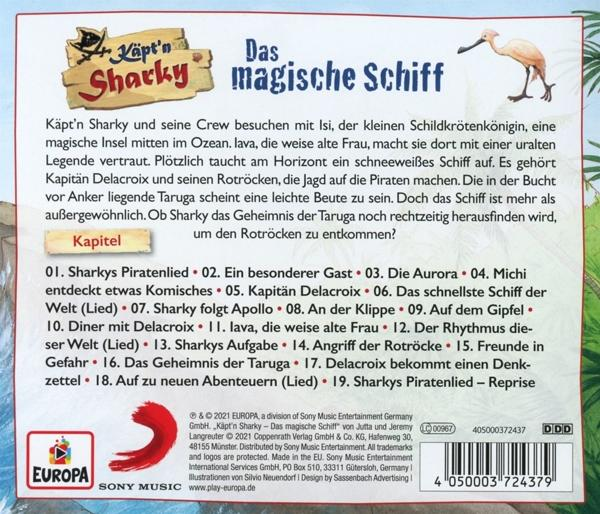 Buchcover zum Film "Käpt'n Sharky" mit Cartoon eines Piraten.