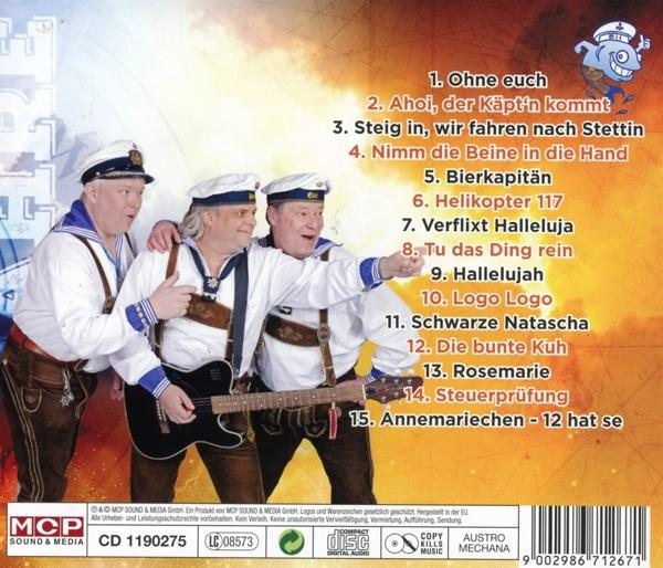 CD-Cover mit drei Männern in Matrosenanzügen und einer Liste deutscher Songtitel.