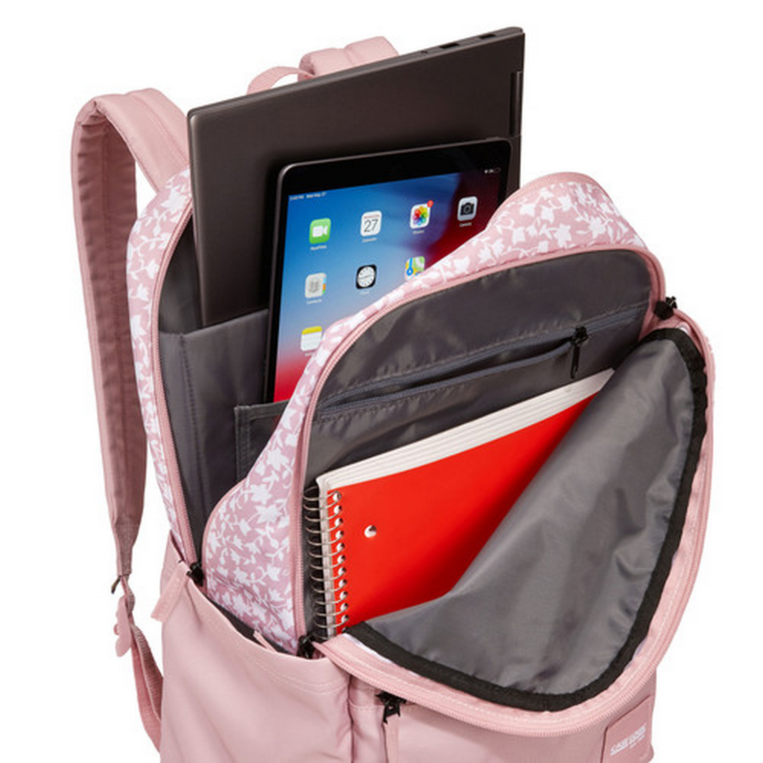 Mochila para portátil - Case Logic CCAM-3116, Hasta 15.6", 26l, Poliéster, White Floral/Zephyr Pink