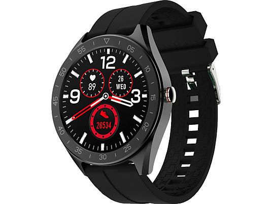 LENOVO R1 - Smartwatch (Silikon / Stahl, Schwarz)
