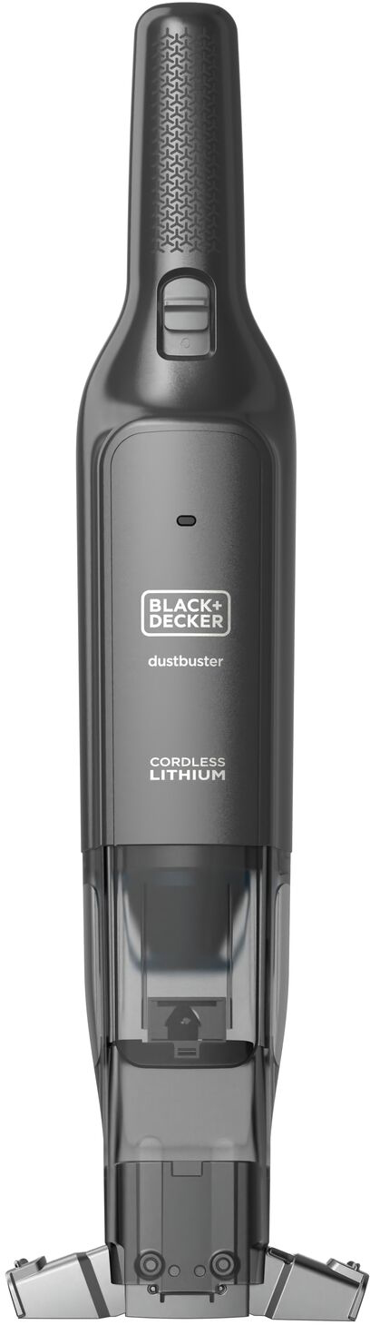 A grey handheld vacuum cleaner with the Black+Decker logo, white background.