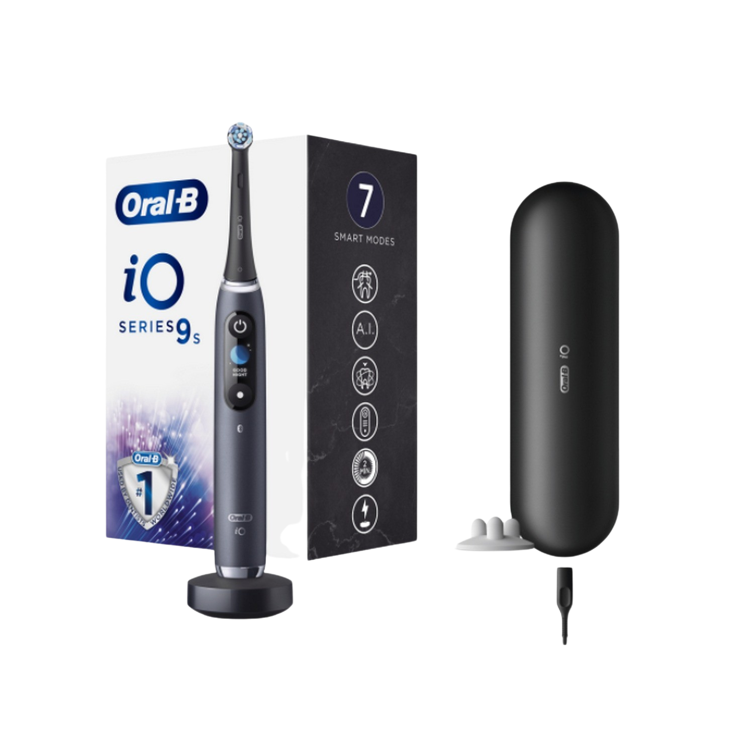 Oralb Io 9s go electric cepillo con artificial sensor de 1 cabezal funda viaje batería litio ideal para regalo san color negro recargable braun tecnología 7