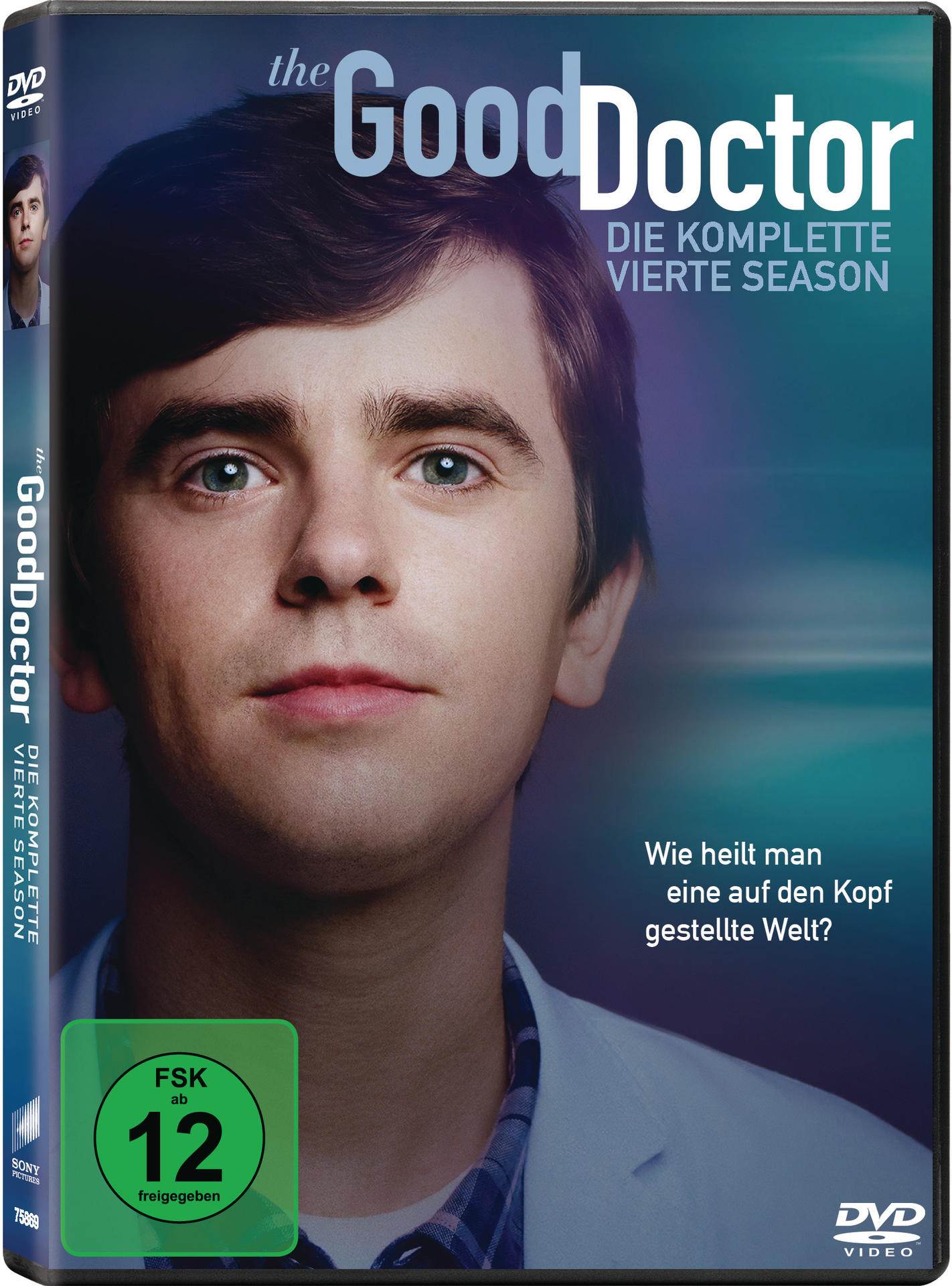DVD-Hülle von 'The Good Doctor' Staffel 4. Zeigt eine Nahaufnahme des Gesichts des Schauspielers und Text.