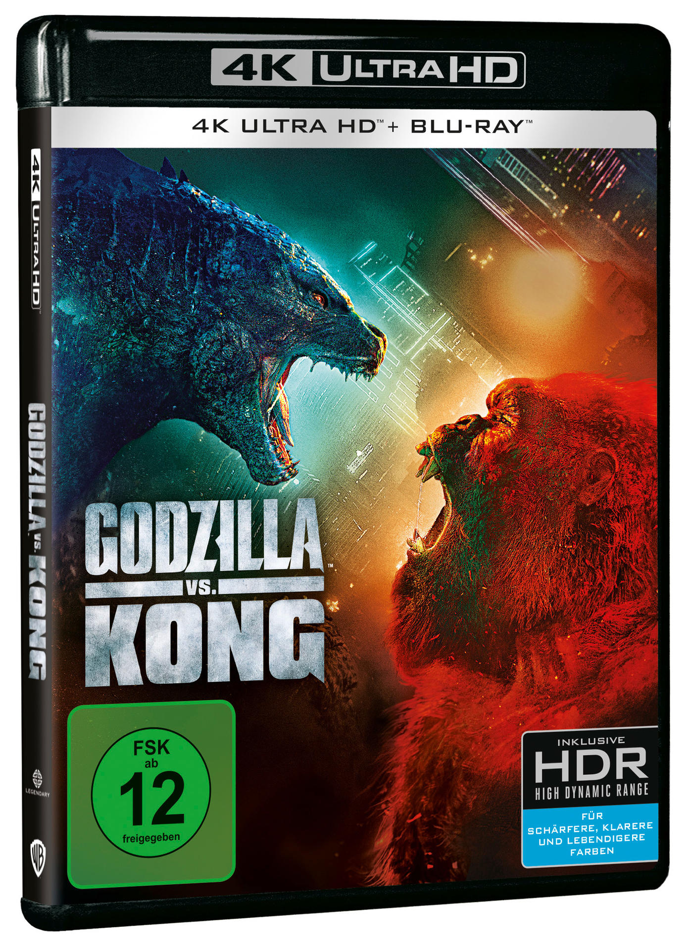 Cover des Films Godzilla vs. Kong. Godzilla und Kong stehen sich gegenüber, mit Textüberlagerung.