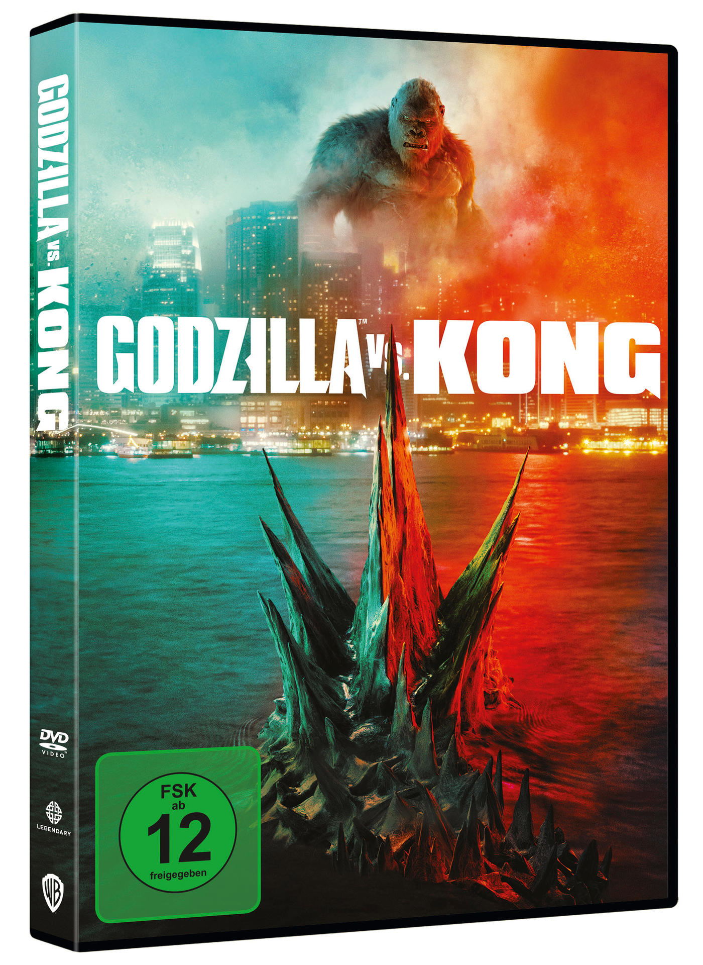 DVD-Hülle, Godzilla vs. Kong, mit Kong-Bild. Grünes Etikett unten.