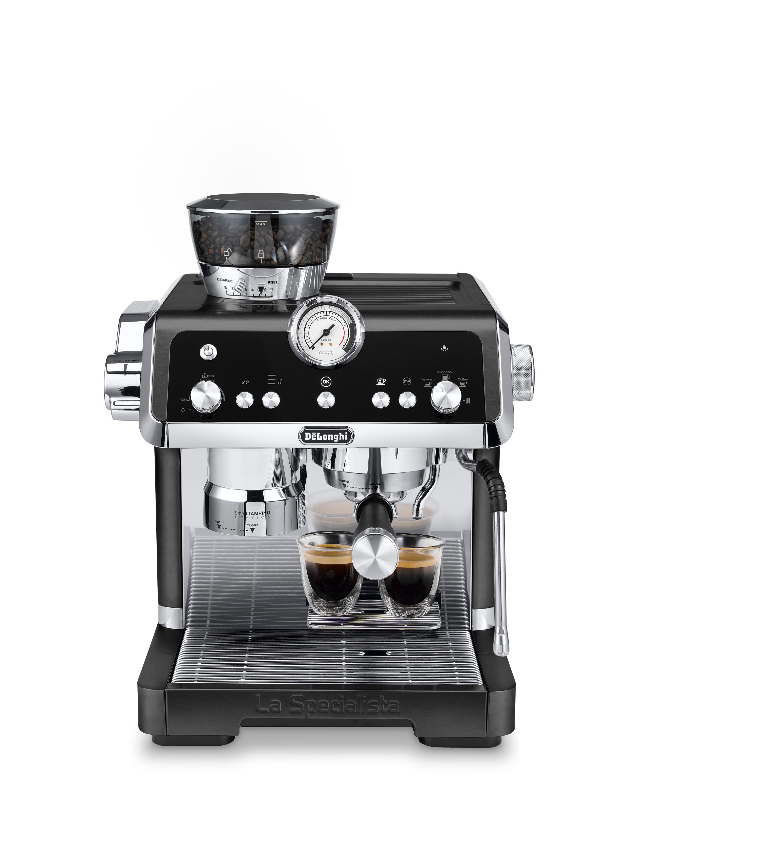 DE LONGHI EC9355.BM La Specialista Prestigio Siebträgermaschine (Schwarz, Kegelmahlwerk, 1450 Watt, 19 bar)