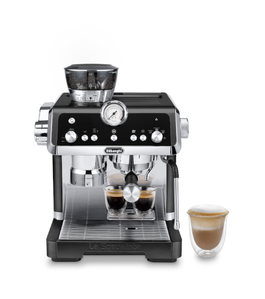 DE LONGHI EC9355.BM La Specialista Prestigio Siebträgermaschine (Schwarz, Kegelmahlwerk, 1450 Watt, 19 bar)
