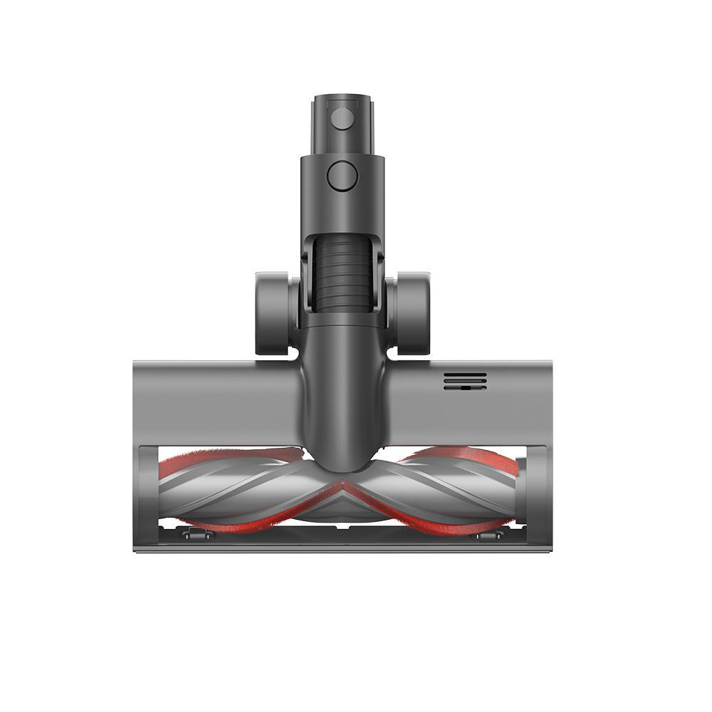 Staubsaugerkopf. Der Kopf hat eine rote Bürste und einen grauen Körper.