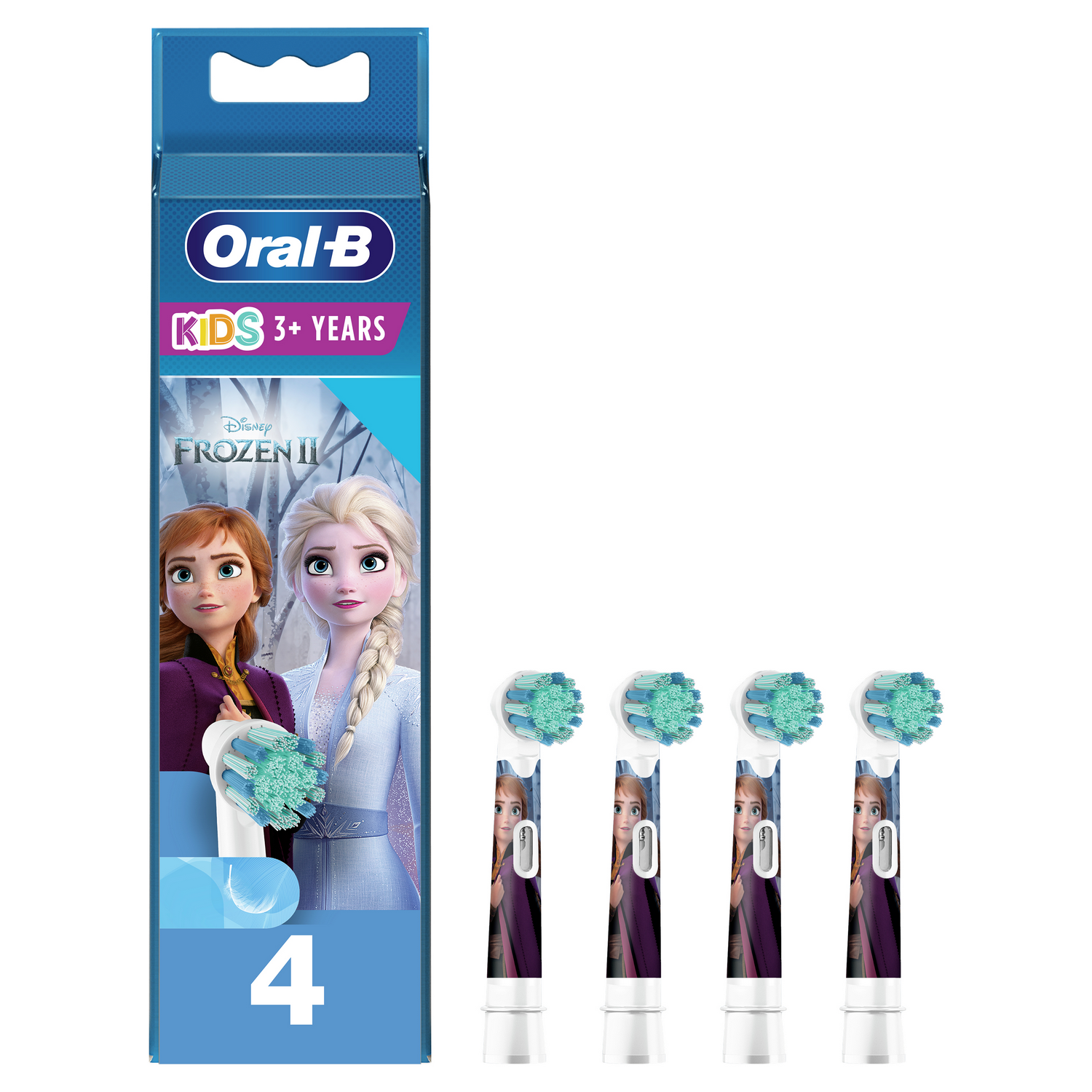 4 Cabezales Recambio braun kids oralb frozen ii ud. para cepillo dental pack compatible con diseño 2 blanco repuesto