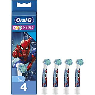 Recambio para cepillo dental - Oral-B Kids, Pack de 4, Compatible con Oral-B Kids, Diseño Spiderman, Blanco