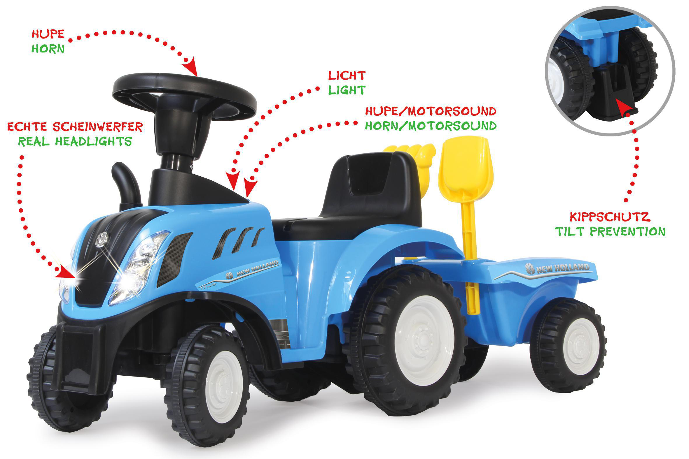 JAMARA Rutscher New Holland T7 Traktor Blau Kinderfahrzeug Blau