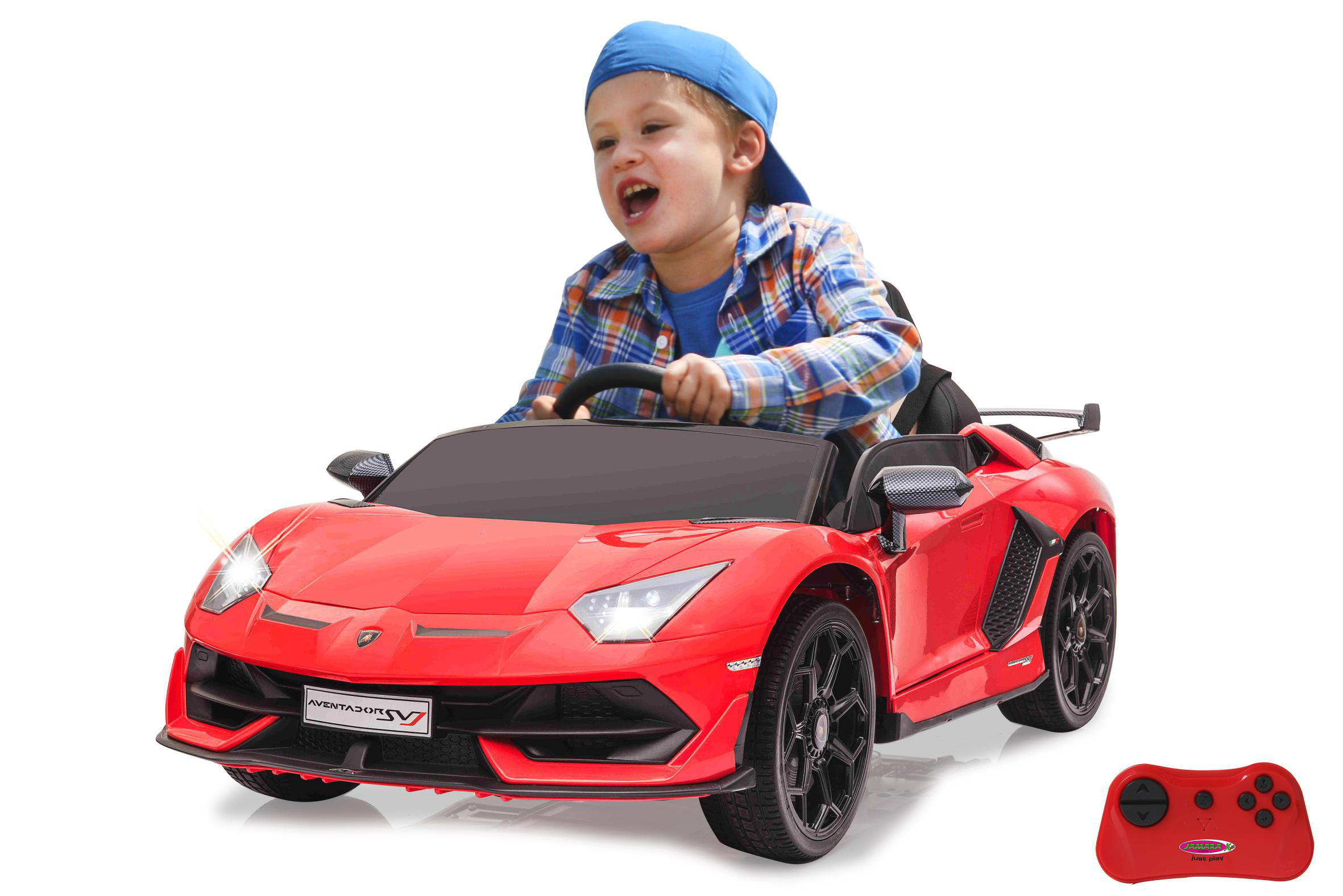JAMARA Ride-on Lamborghini Aventador SVJ rot 12V 2,4GHz Ride-On Kinderfahrzeug, Rot