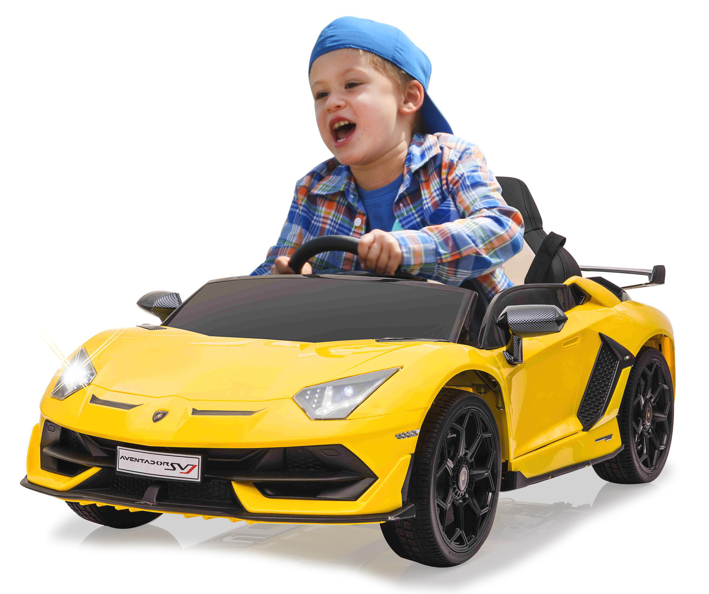 JAMARA Ride-on Lamborghini Aventador SVJ gelb 12V 2,4GHz Ride-On Kinderfahrzeug, Gelb