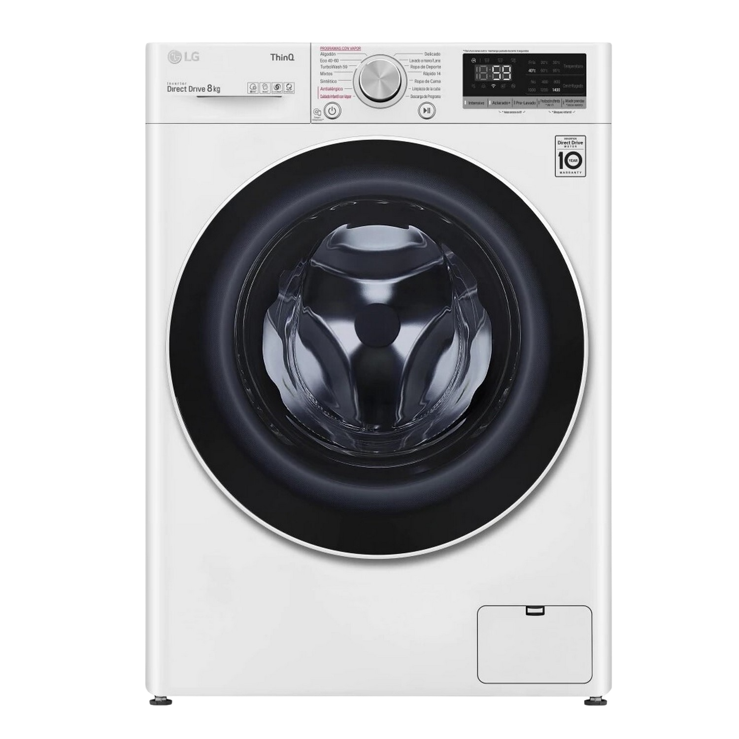 Lavadora carga frontal - LG F4WV5008S0W, 8 Kg, 1400rpm, 14 programas, Blanco