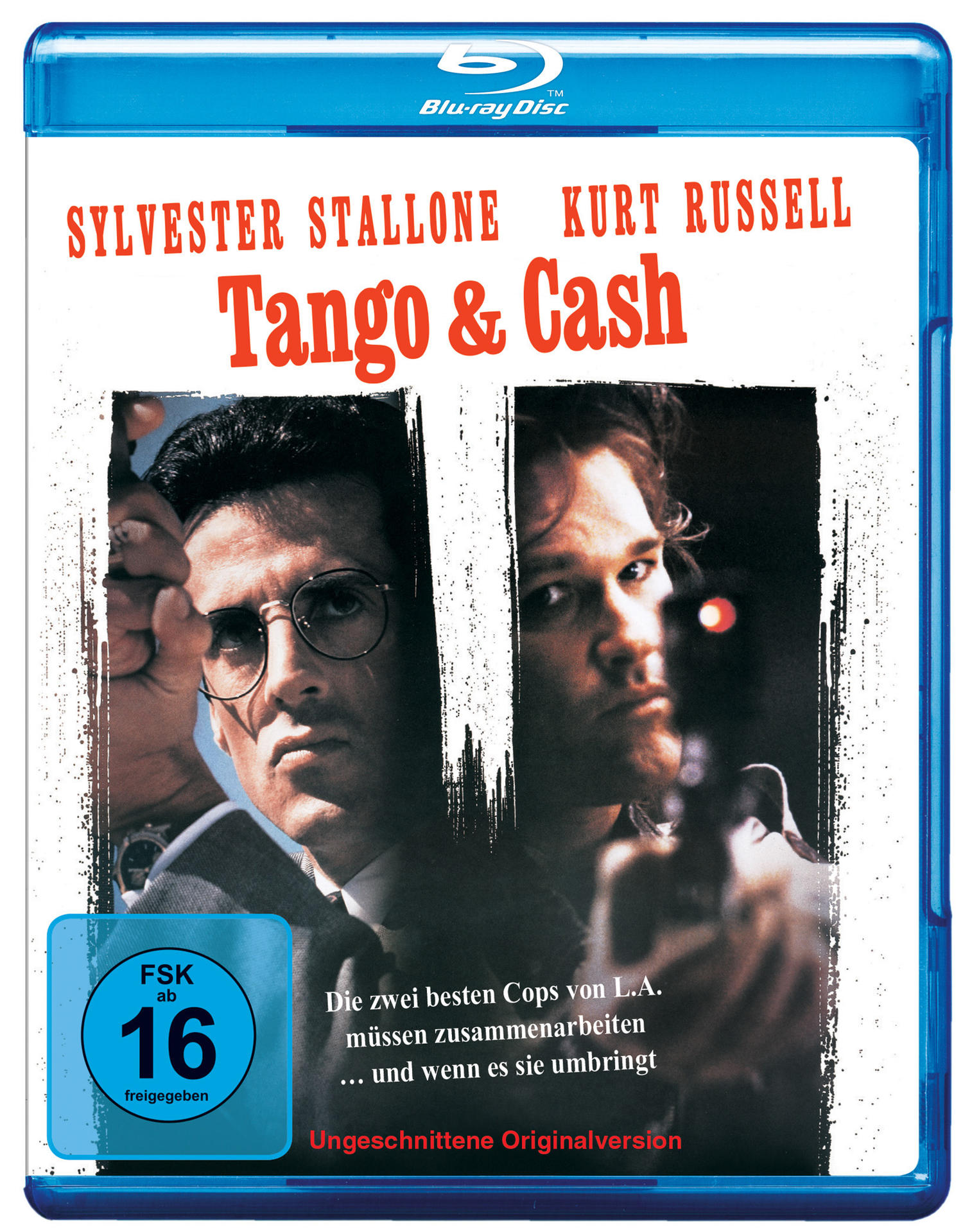 Tango & Cash Blu-ray-Cover mit Sylvester Stallone und Kurt Russell.