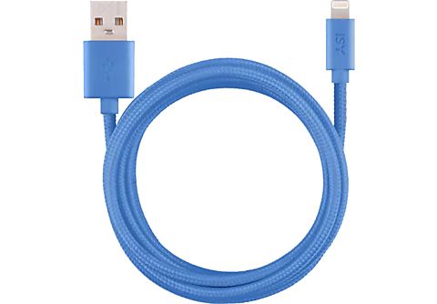 Cable USB - Isy IFC-1800-BL-L, 1.8 m, De USB a Lightning, Trenzado, Azul