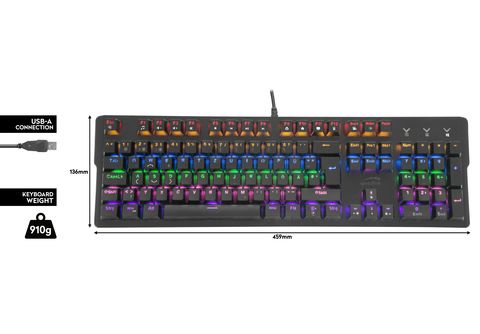 SPEEDLINK VELA LED, Gaming Gaming MediaMarkt Schwarz Tastatur, Mechanisch, kabelgebunden, | Tastatur