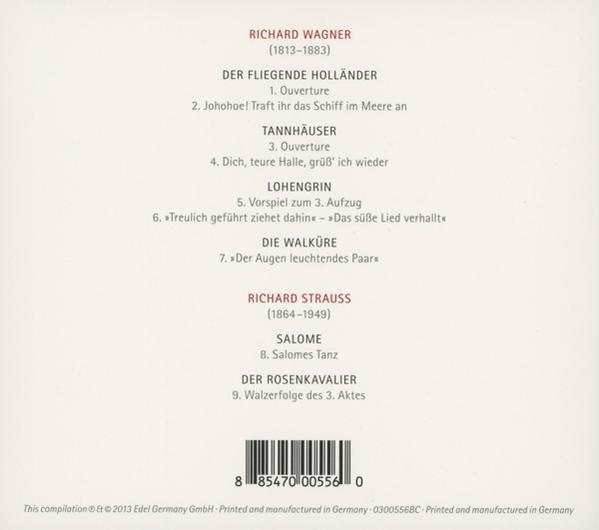 CD-Cover mit Text, der Musiktitel von Richard Wagner und Strauss auflistet.